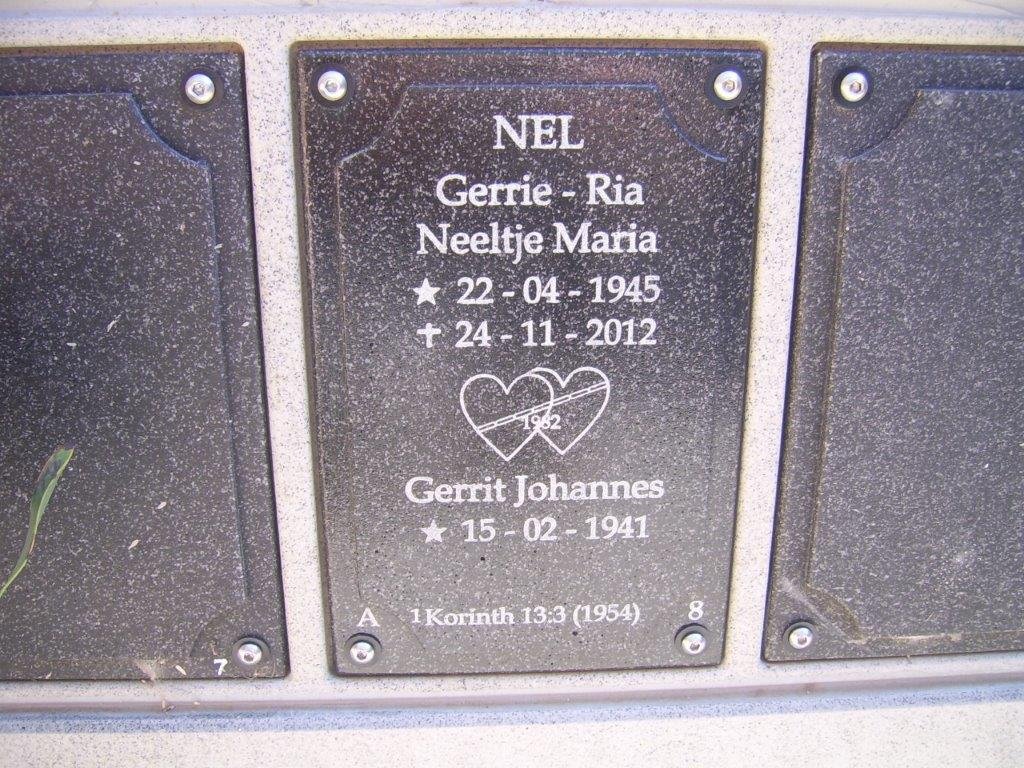 NEL Gerrit Johannes 1941- &amp; Neeltje Maria 1945-2012
