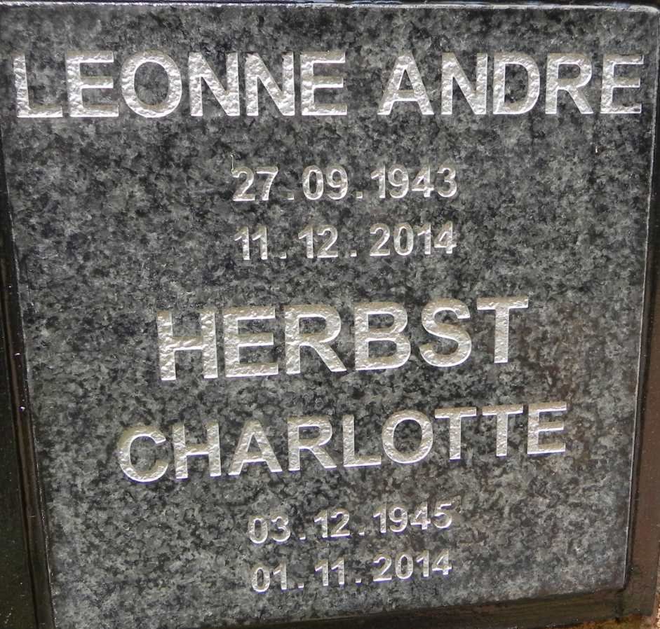 HERBST Leonne Andre 1943-2014 &amp; Charlotte 1945-2014