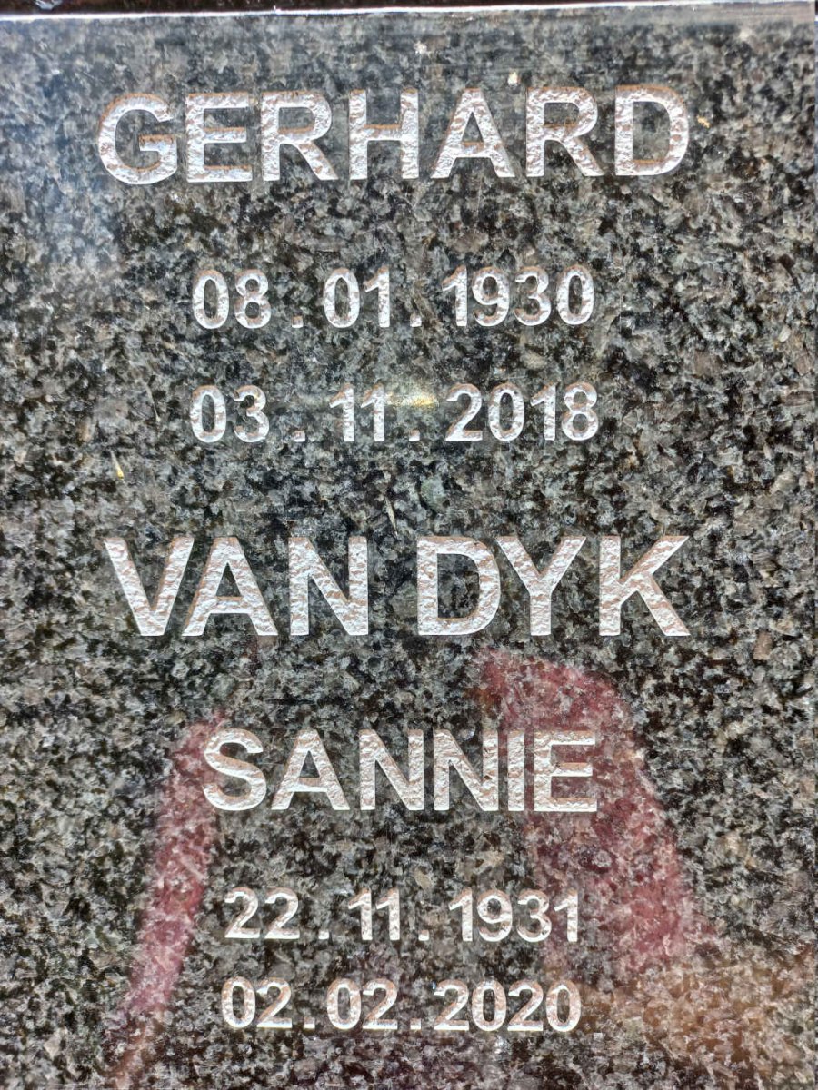 DYK Gerhard, van 1930-2018 &amp; Sannie 1931-2020