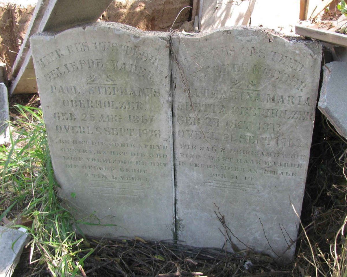 OBERHOLZER Paul Stephanus 1867-1938 &amp; Catharina Maria Aletta 1873-1942