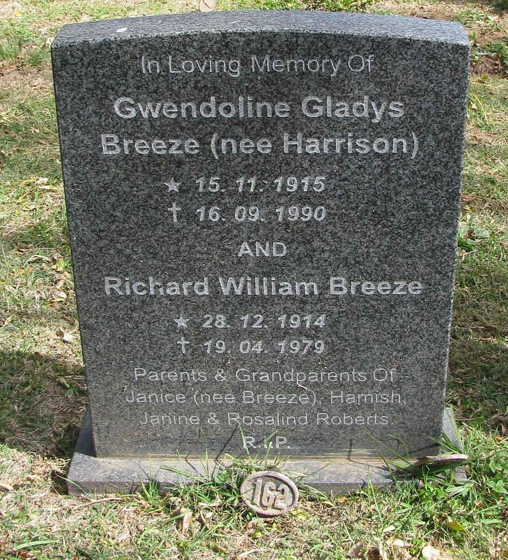 BREEZE Richard William 1914-1979 &amp; Gwendoline Gladys HARRISON 1915-1990