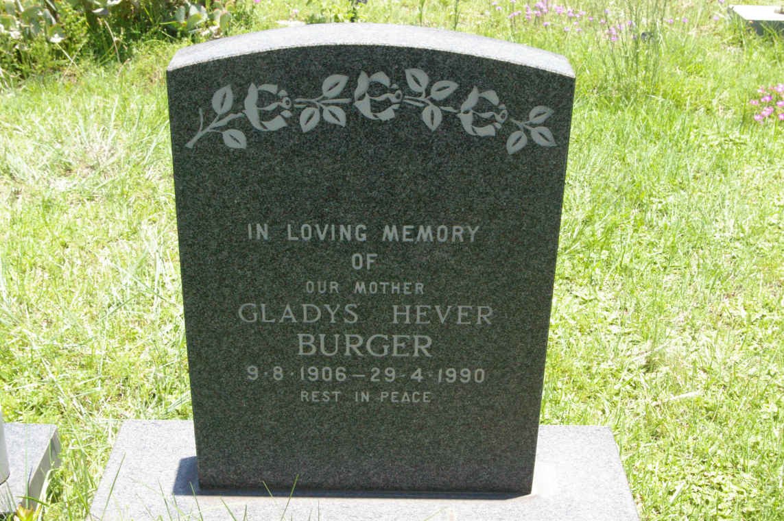 BURGER Gladys Hever 1906-1990