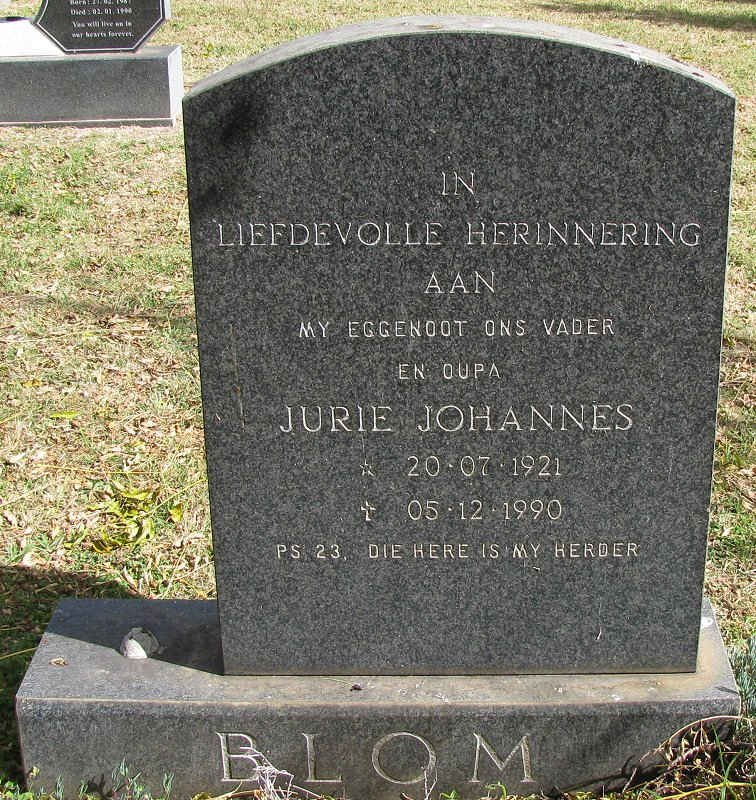 BLOM Jurie Johannes 1921-1990