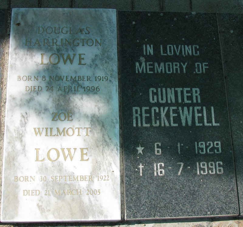 LOWE Douglas Harrington 1919-1996 &amp; Zoe Wilmott 1922-2005 :: RECKEWELL Gunter 1929-1996