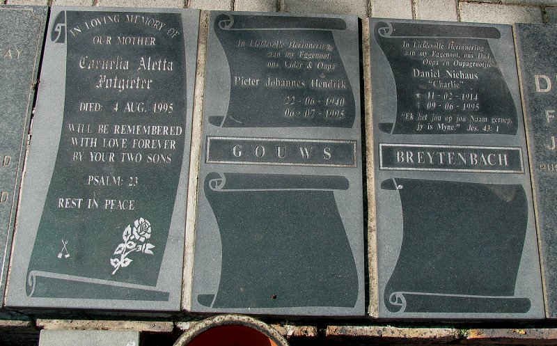 POTGIETER Cornelia Aletta -1995 :: GOUWS Pieter Johannes Hendrik 1940-1995 :: BREYTENBACH Daniel Niehaus 1914-1995