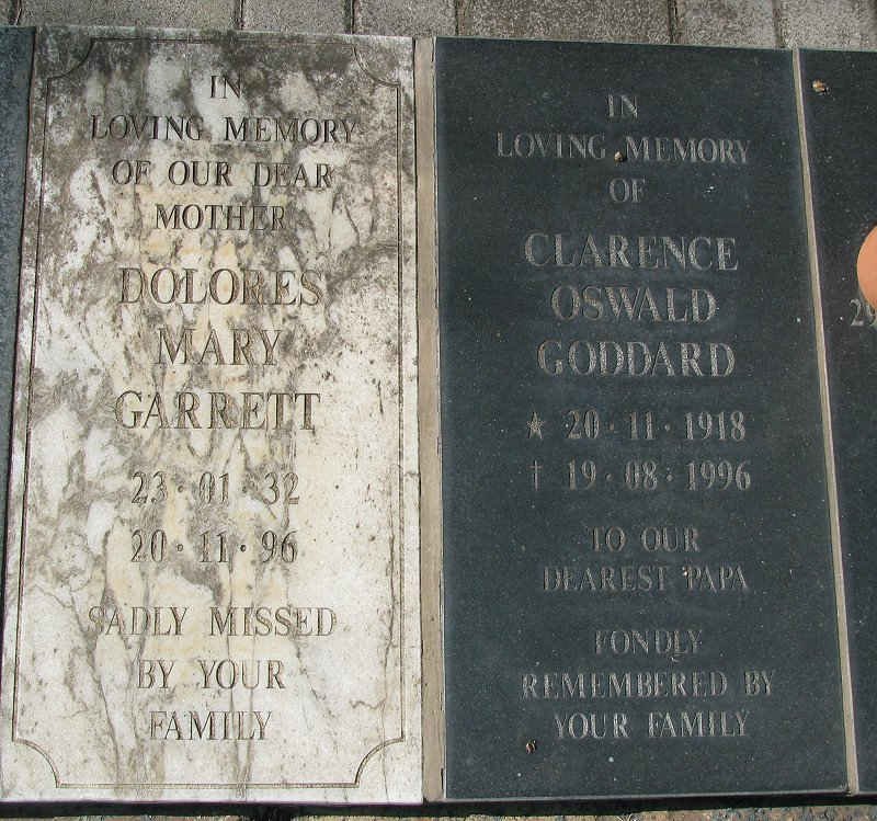 GARRETT Dolores Mary 1932-1996 :: GODDARD Clarence Oswald 1918-1996