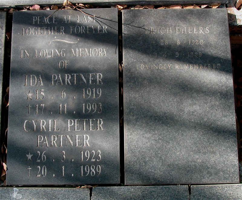 PARTNER Cyril Peter 1923-1989 &amp; Ida 1919-1993 :: EHLERS Erich 1920-1989