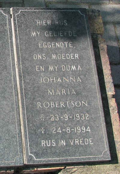 ROBERTSON Johanna Maria 1932-1994