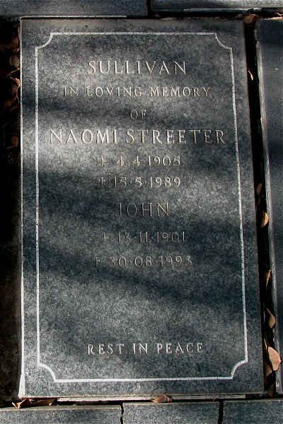 SULLIVAN John 1901-1993 &amp; Naomi Streeter 1905-1989