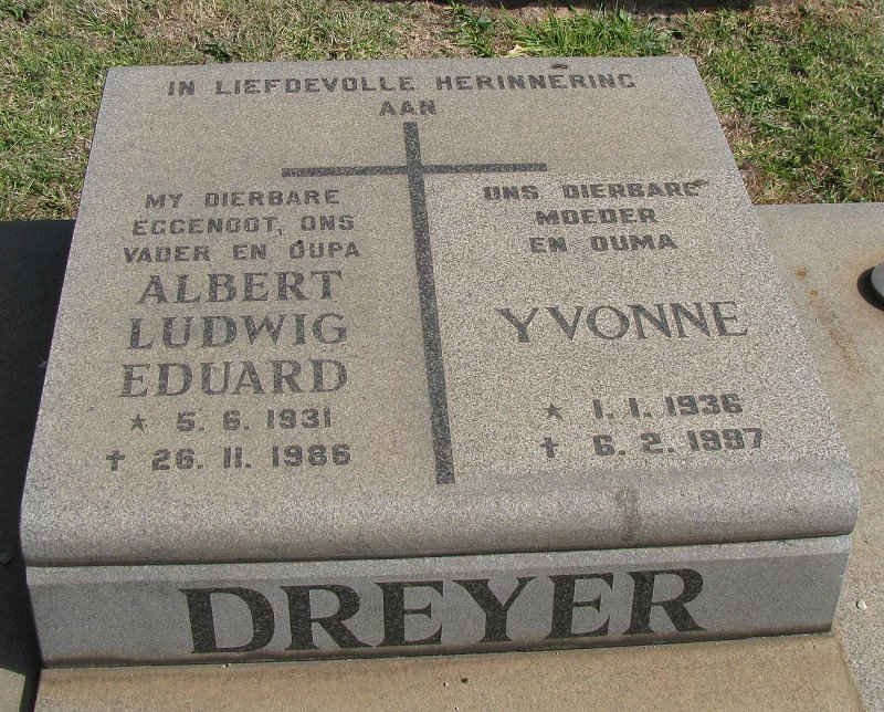 DREYER Albert Ludwig Eduard 1931-1986 &amp; Yvonne 1936-1997