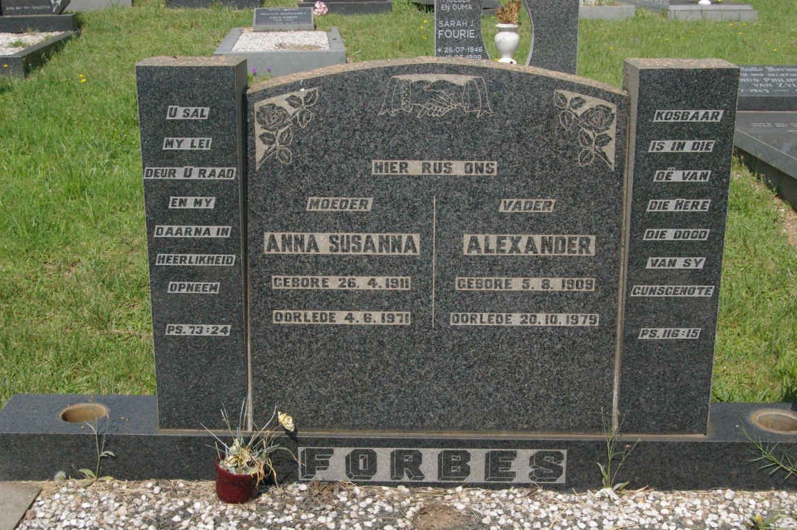 FORBES Alexander 1909-1979 &amp; Anna Susanna 1911-1971