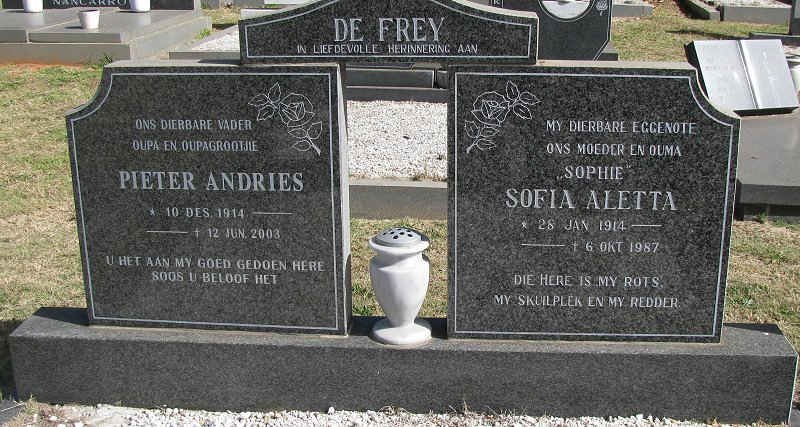 FREY Pieter Andries, de 1914-2003 &amp; Sofia Aletta 1914-1987