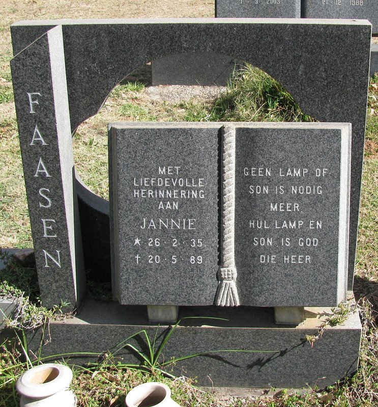 FAASEN Jannie 1935-1989