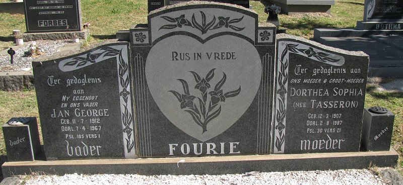FOURIE Jan George 1912-1967 &amp; Dorthea Sophia TASSERON 1907-1987