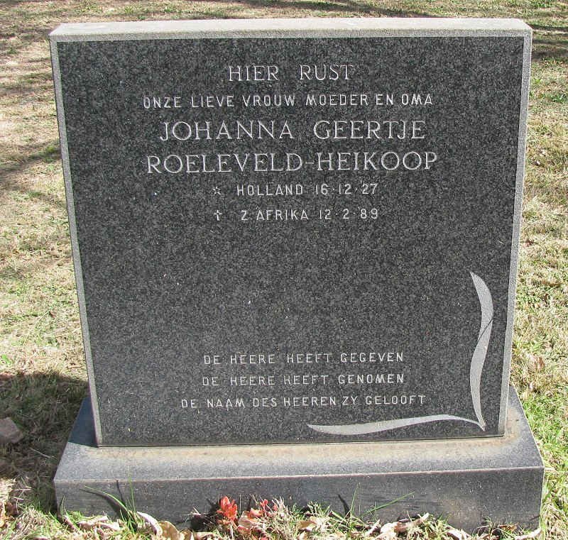 HEIKOOP Johanna Geertje, Roeleveld 1927-1989