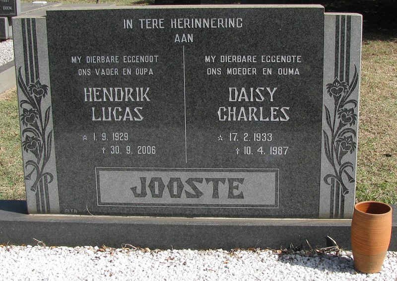 JOOSTE Hendrik Lucas 1929-2006 &amp; Daisy Charles 1933-1987