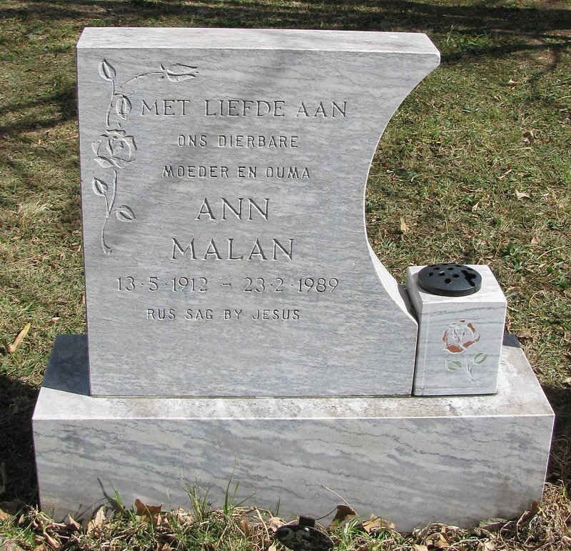 MALAN Ann 1912-1989