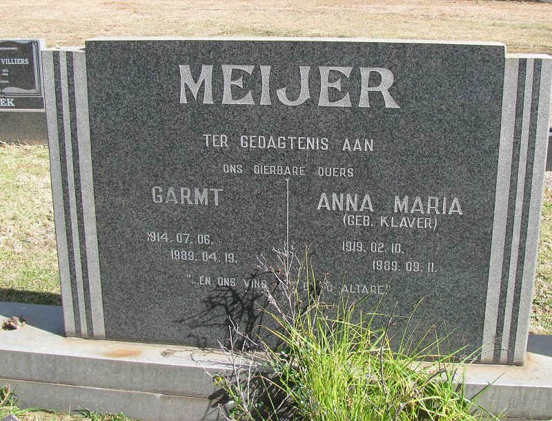 MEIJER Garmt 1914-1989 &amp; Anna Maria KLAVER 1919-1989