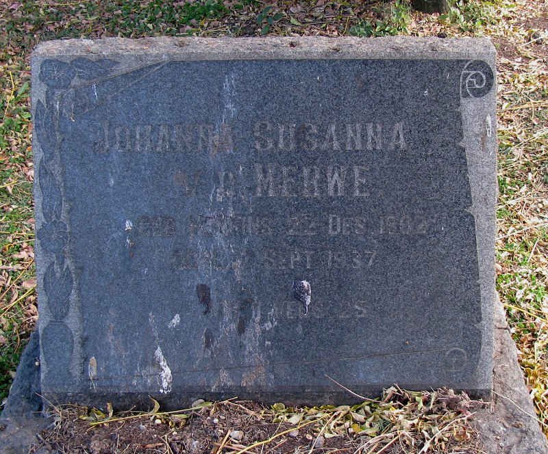 MERWE Johanna Susanna, van der 1902-1937