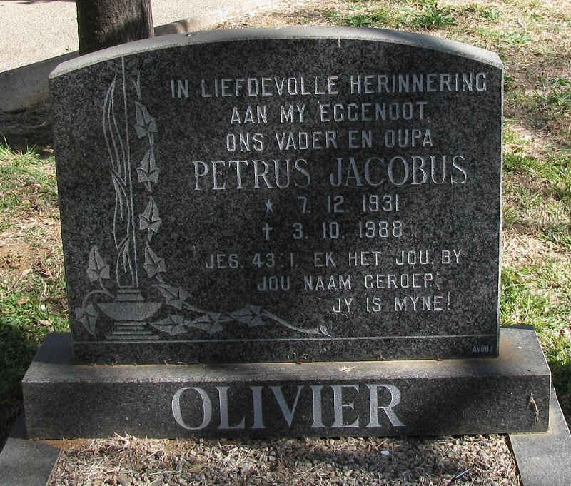 OLIVIER Petrus Jacobus 1931-1988