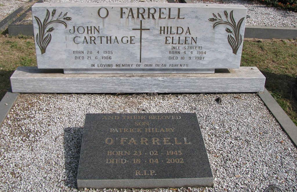 O'FARRELL John Carthage 1905-1986 &amp; Hilda Ellen STREET 1904-1987