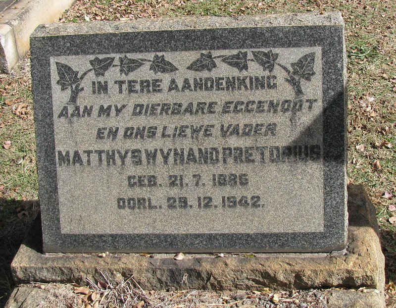 PRETORIUS Mathys Wynand 1886-1942