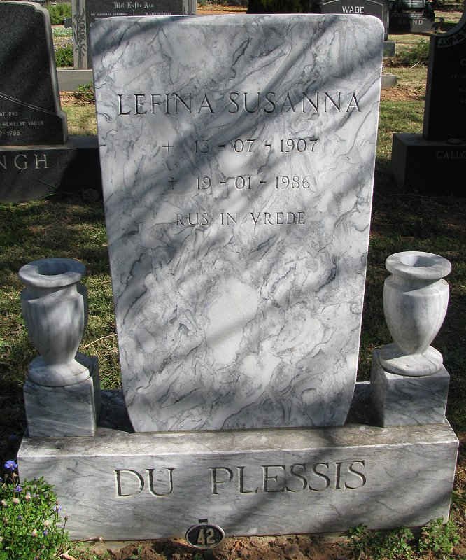 PLESSIS Lefina Susanna, du 1907-1986