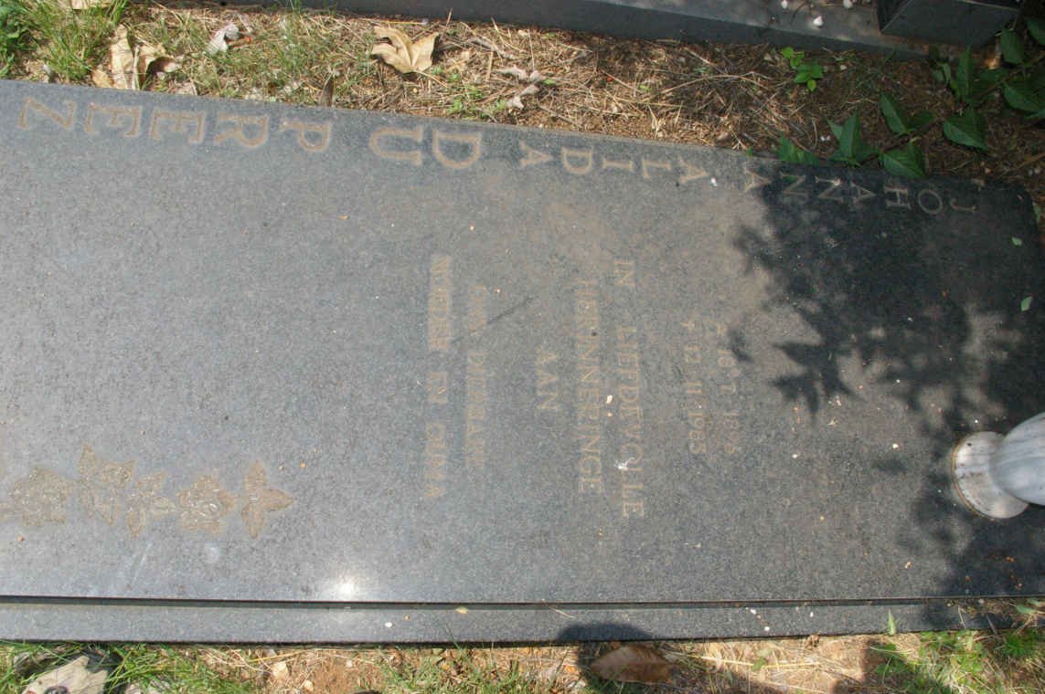PREEZ Johanna Alida, du 1896-1985