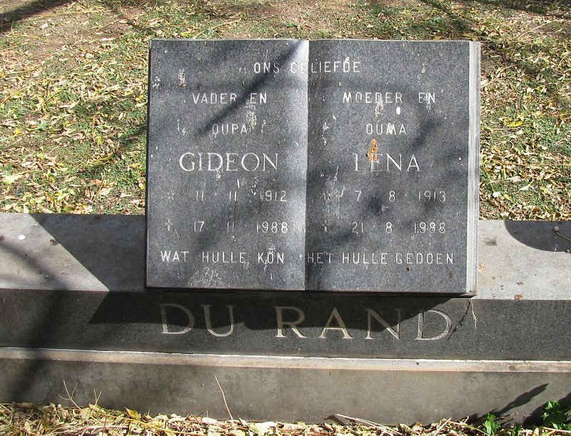 RAND Gideon, du 1912-1988 &amp; Lena 1913-1988