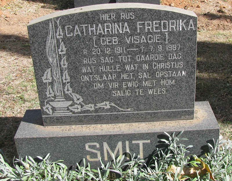 SMIT Catharina Frederika nee VISAGIE 1911-1987