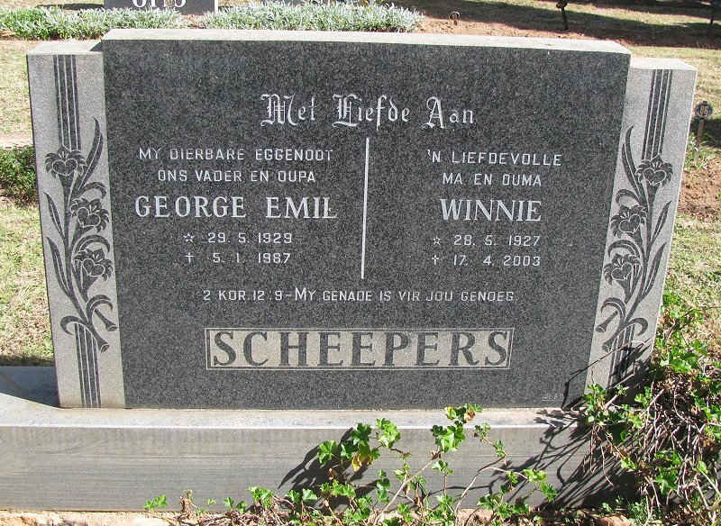 SCHEEPERS George Emil 1929-1987 &amp; Winnie 1927-2003