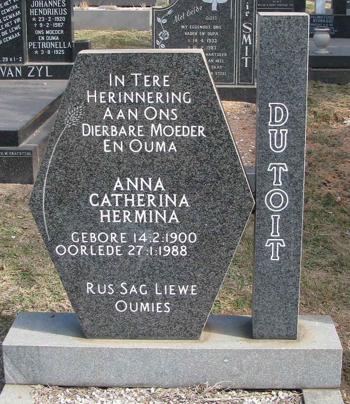 TOIT Anna Catherina Hermina, du 1900-1988