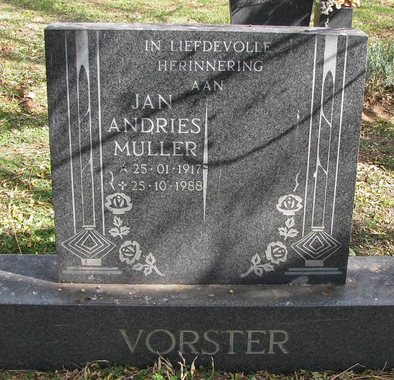 VORSTER Jan Andries Muller 1917-1988