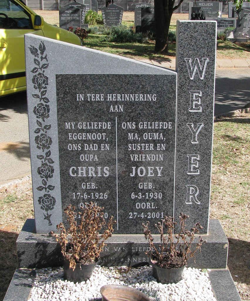 WEYER Chris 1926-? &amp; Joey 1930-2001