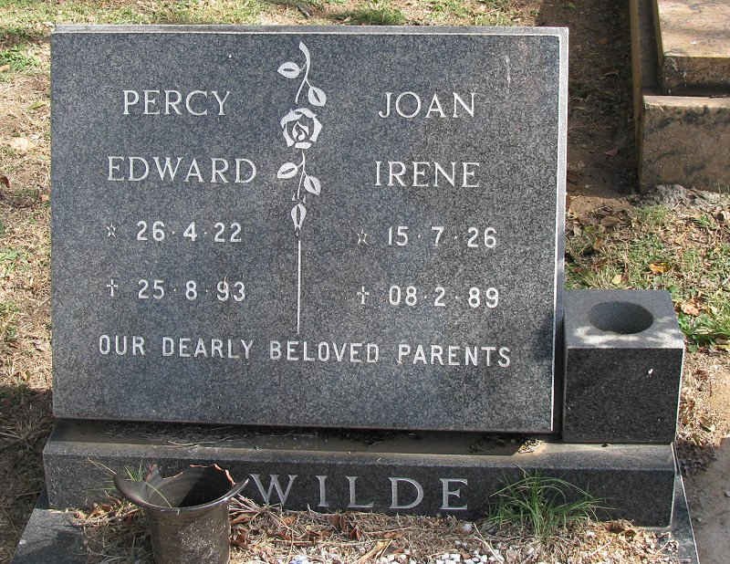 WILDE Percy Edward 1922-1993 &amp; Joan Irene 1926-1989