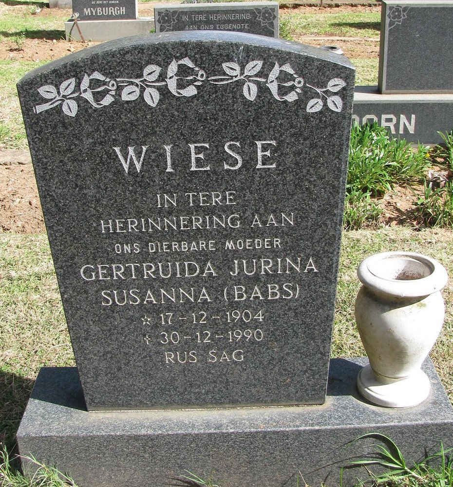 WIESE Gertruida Jurina Susanna 1904-1990