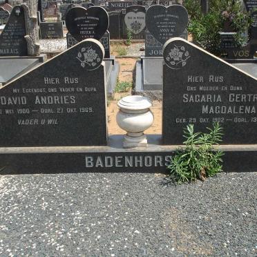 BADENHORST David Andries 1900-1969 &amp; Sagaria Gertruida Magdalena 1902-1972