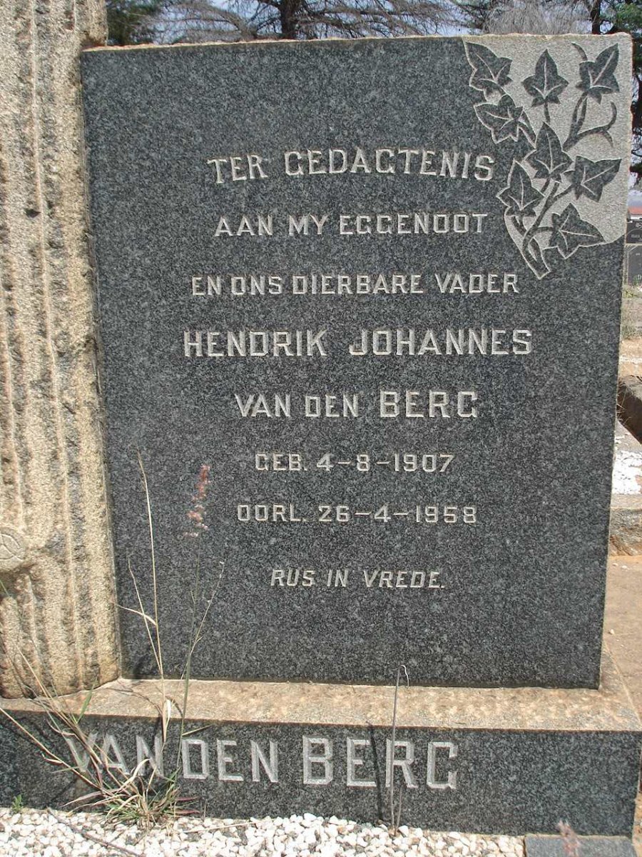BERG Hendrik Johannes, van den 1907-1958