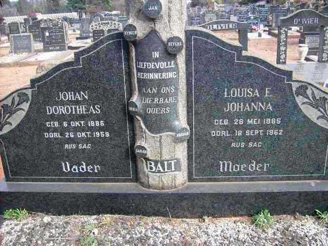 BALT Johan Dorotheas 1886-1959 &amp; Louisa E. Johanna 1885-1962