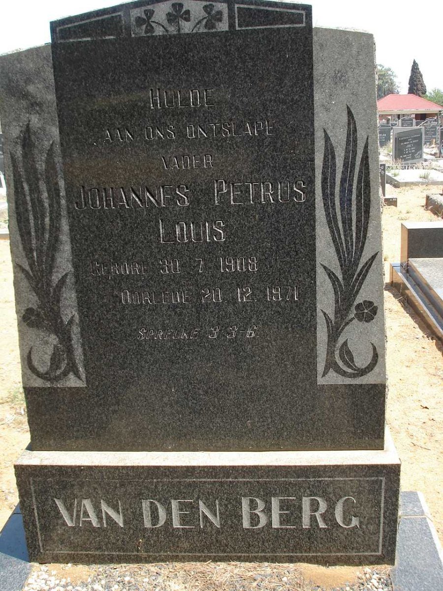 BERG Johannes Petrus Louis, van den 1908-1971