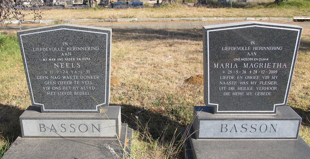 BASSON Neels 1924-1991 &amp; Maria Magrietha 1928-2009