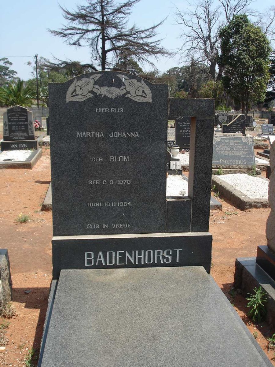 BADENHORST Martha Johanna nee BLOM 1873-1964