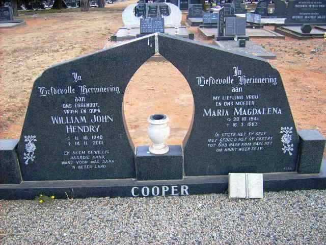 COOPER William John Hendry 1940-2001 &amp; Maria Magdalena 1941-1983