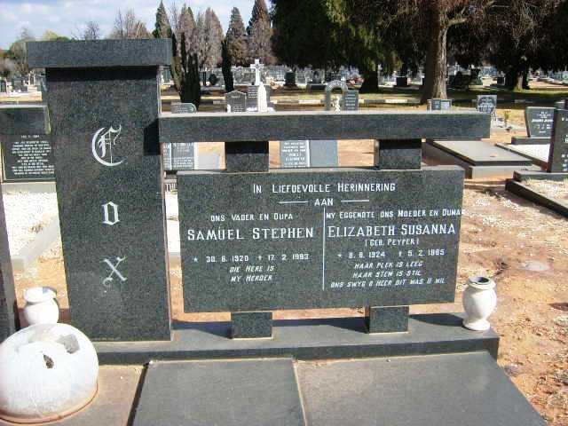 COX Samuel Stephen 1920-1993 &amp; Elizabeth Susanna PEYPER 1924-19?5