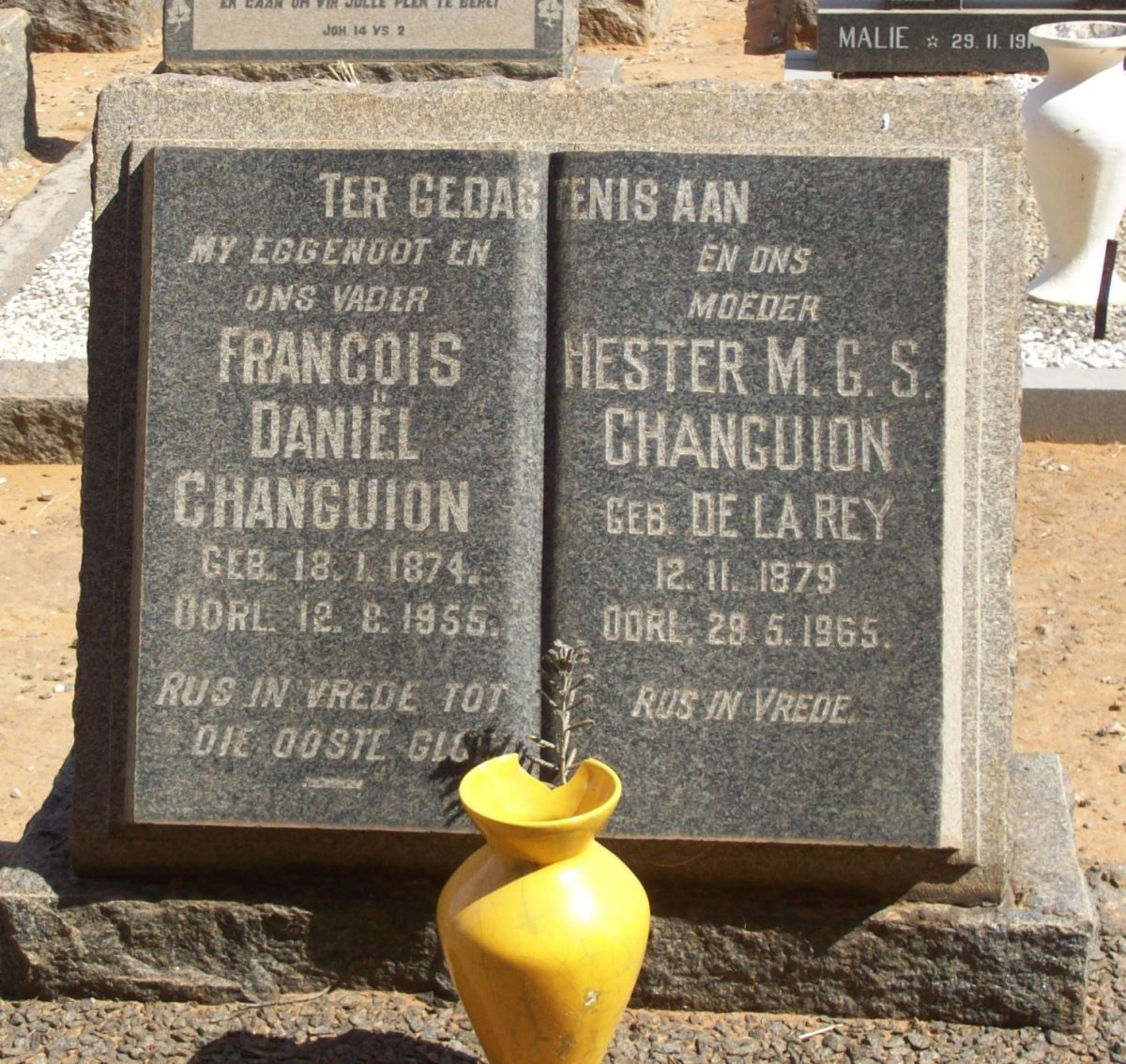 CHANGUION Francois Daniël 1874-1955 &amp; Hester M.G.S. DE LA REY 1879-1965