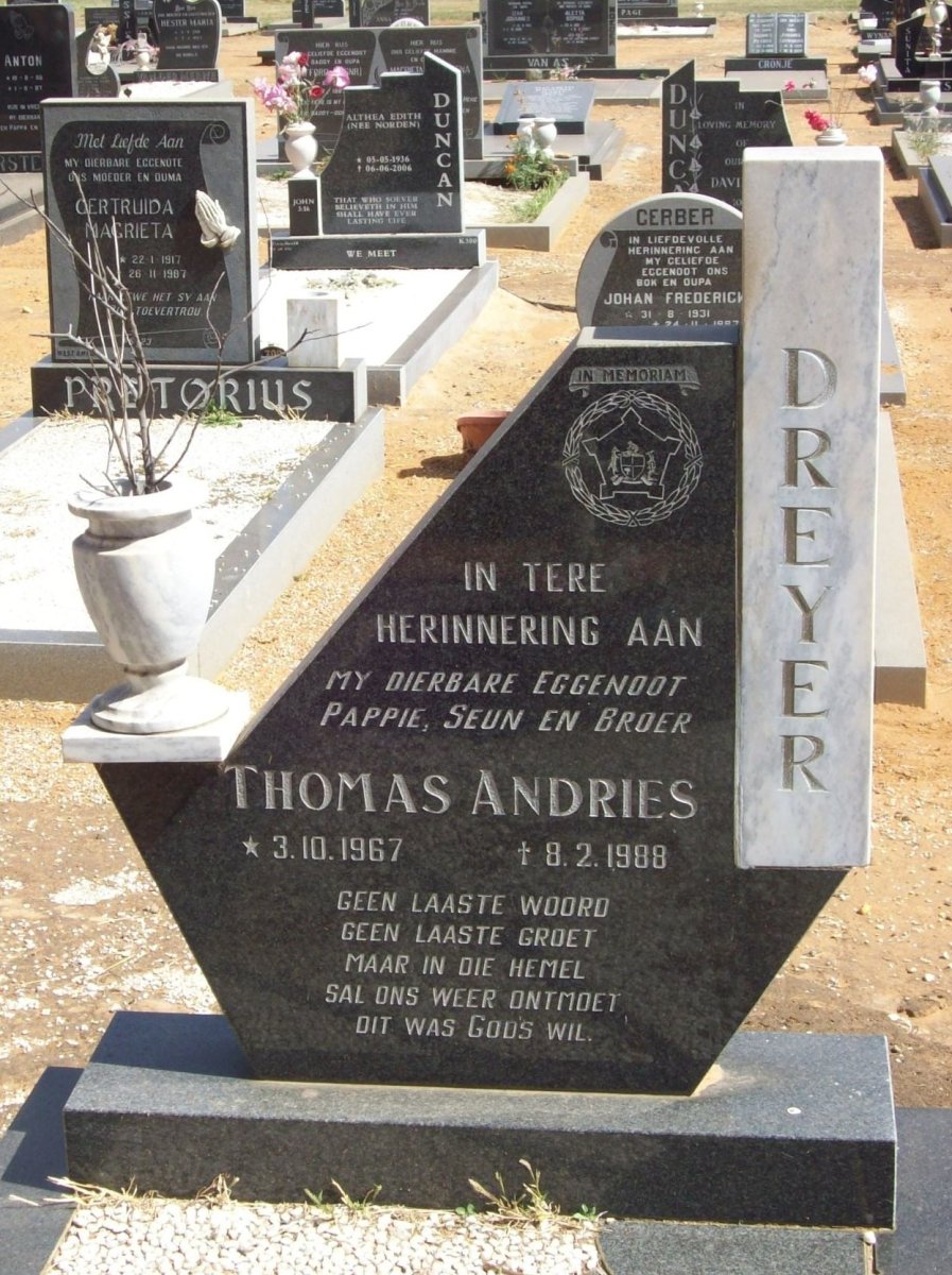 DREYER Thomas Andries 1967-1988
