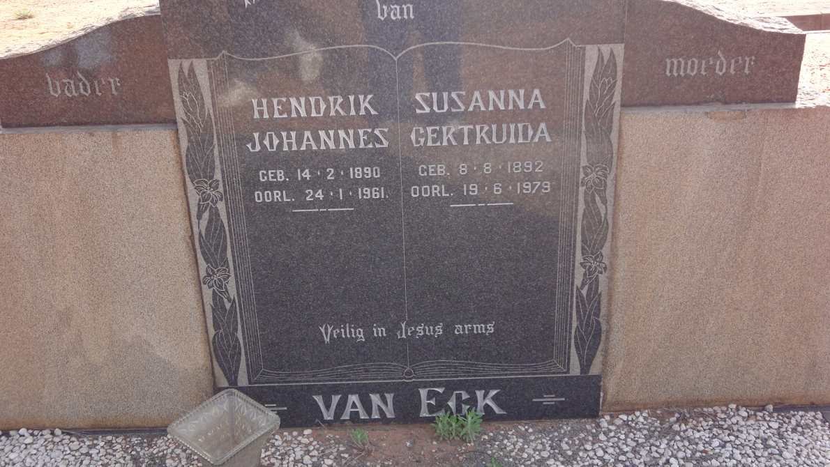 ECK Hendrik Johannes, van 1890-1961 &amp; Susanna Gertruida 1892-1979