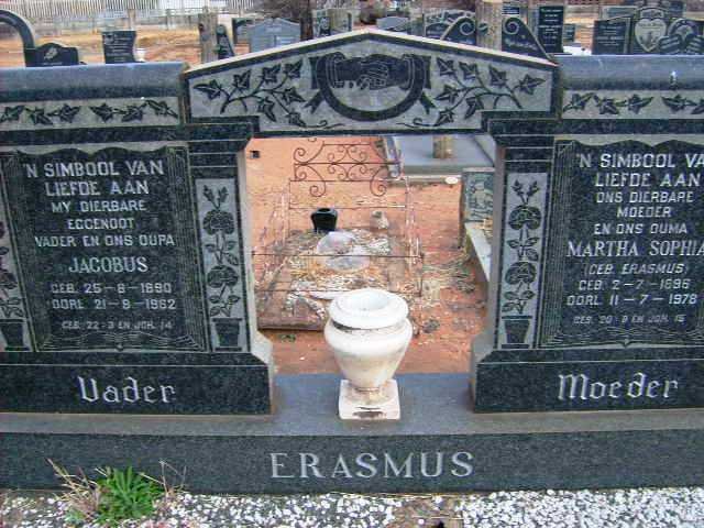 ERASMUS Jacobus 1890-1962 &amp;  Martha Sophia ERASMUS 1896-1978