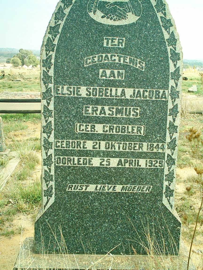ERASMUS Elsie Sobella Jacoba nee GROBLER 1844-1929