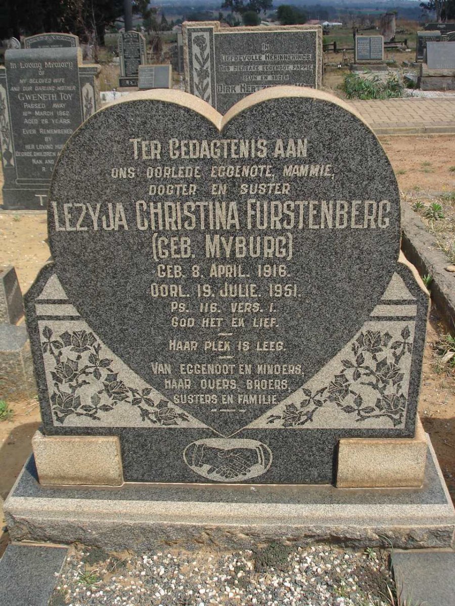 FURSTENBERG Lezyja Christina nee MYBURG 1916-1951
